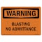 Signmission Safety Sign, OSHA WARNING, 7" Height, 10" Width, Blasting No Admittance, Landscape OS-WS-D-710-L-11991 - alternate 1